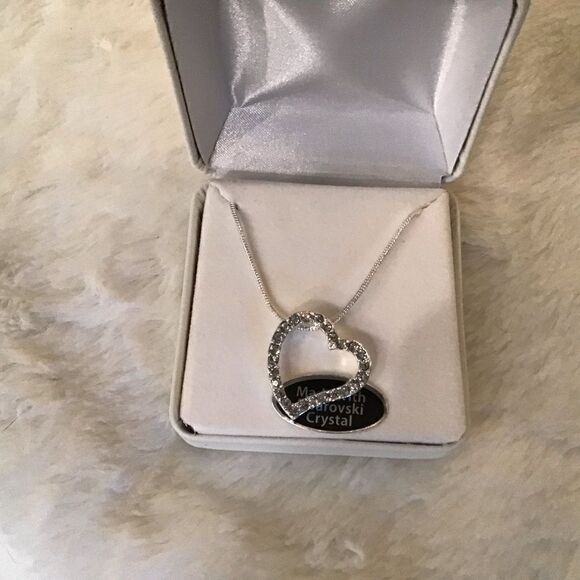 Swarovski Open Heart Silver Necklace - Picture 6 of 8